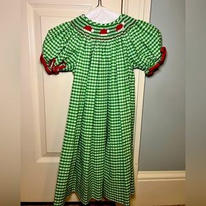 Girls 4T smocked Christmas Santa Bishop Dress